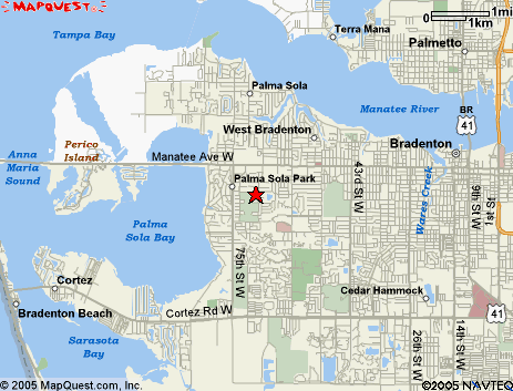 Map of the area our 34209 locksmiths service