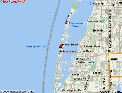 Map of the area our Belleair Beach locksmiths in Florida service