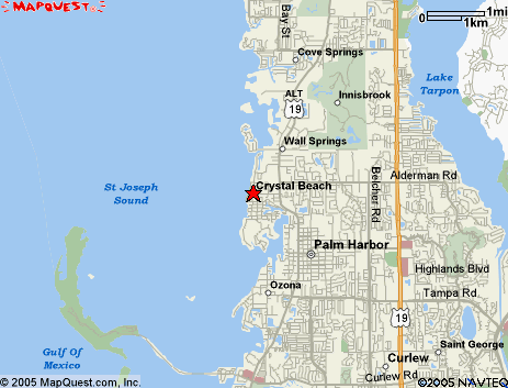 Map of the area our Crystal Beach locksmiths in Florida service