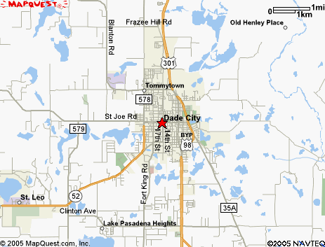 Map of the area our Dade City locksmiths in Florida service