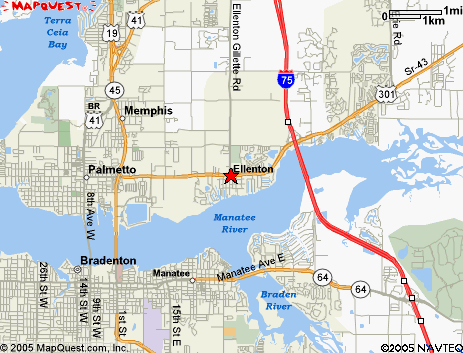 Map of the area our Ellenton locksmiths in Florida service