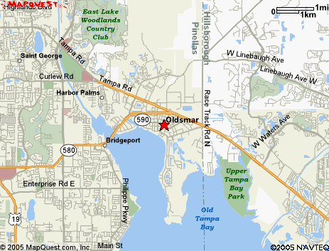 Map of the area our Oldsmar locksmiths in Florida service