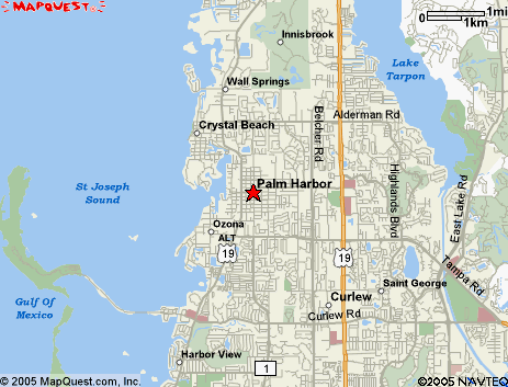 Map of the area our Palm Harbor locksmiths in Florida service