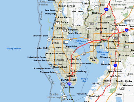 Map of the area our Pinellas County locksmiths in Florida service