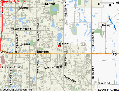 Map of the area our Valrico locksmiths in Florida service